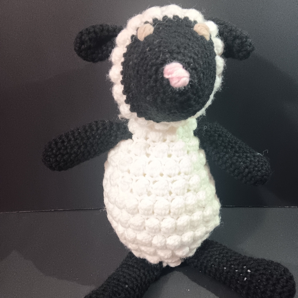 Handmade Crochet Sheep Plush - Black & White